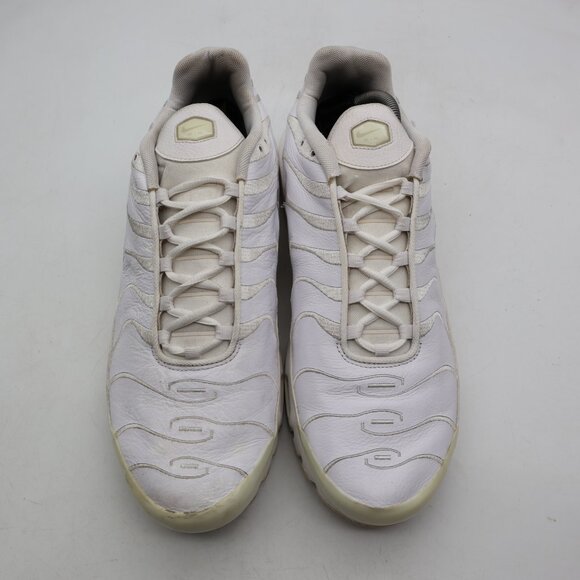 Nike Air Max Plus TN Men's 14 Triple White Metallic Silver Sneakers AJ2029-100 - Picture 2 of 11